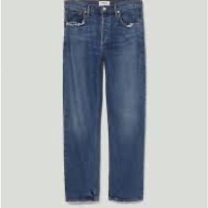 AGOLDE Riley Long High Rise Straight in Moo
